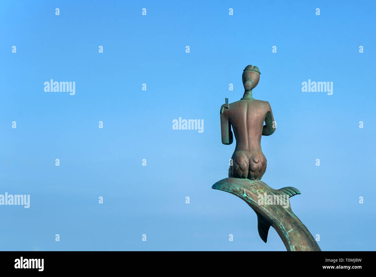 Agia Napa, Cyprus. Mermaid statue in the harbour. Stock Photo