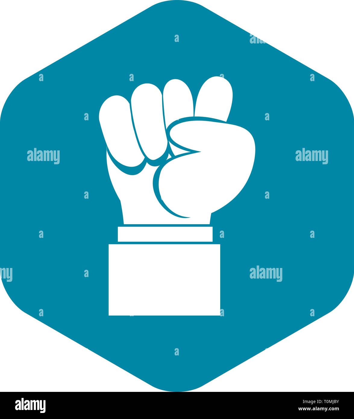 Raised up clenched male fist icon, simple style Stock Vector Image ...