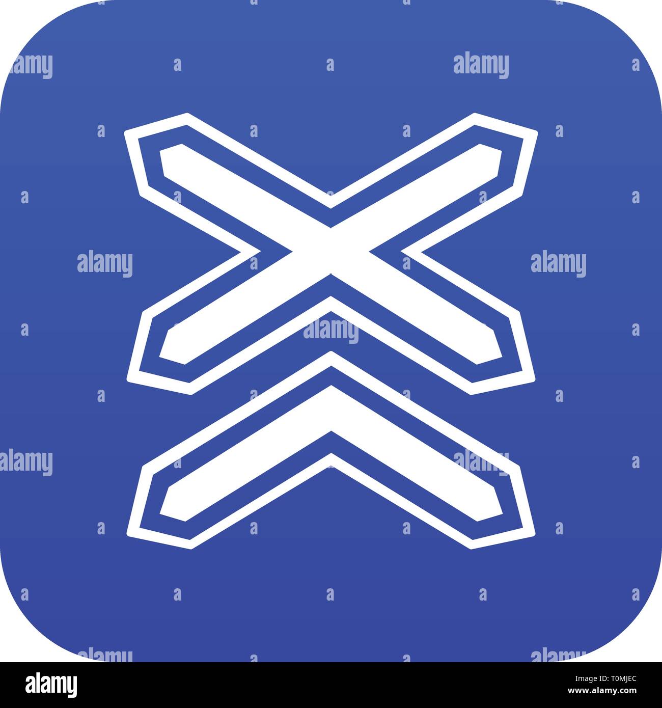 Two line non barrier railways icon blue vector Stock Vector