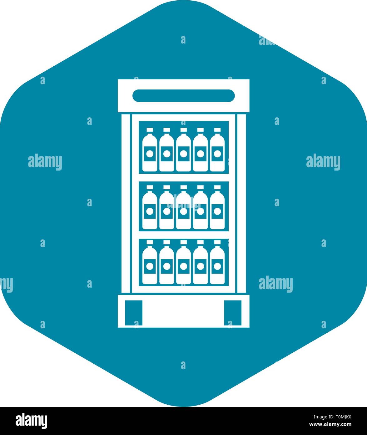 Fridge with refreshments drinks icon, simple style Stock Vector