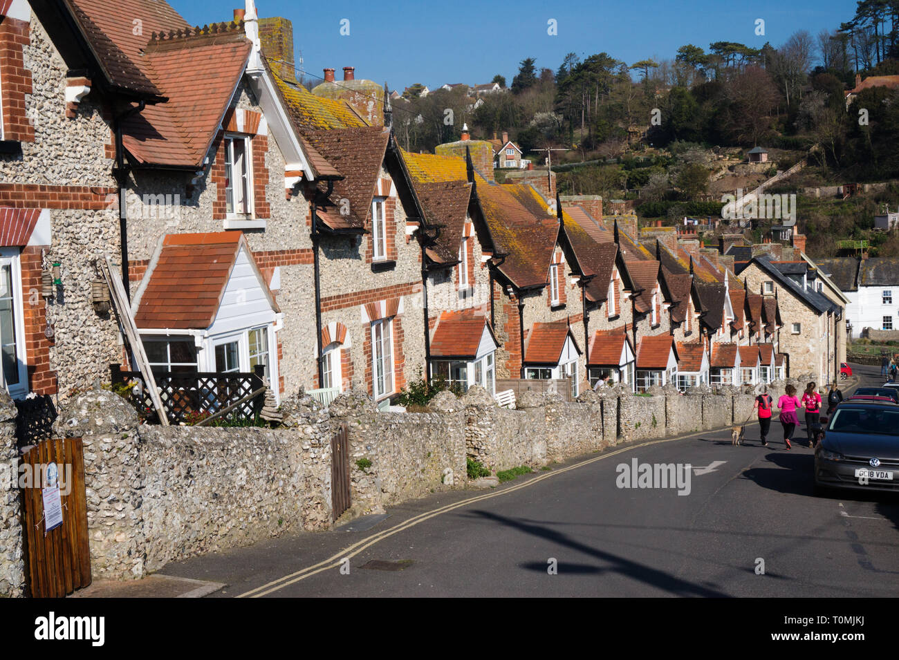 Cottages in Beer Town Devon England Stock Photo Alamy