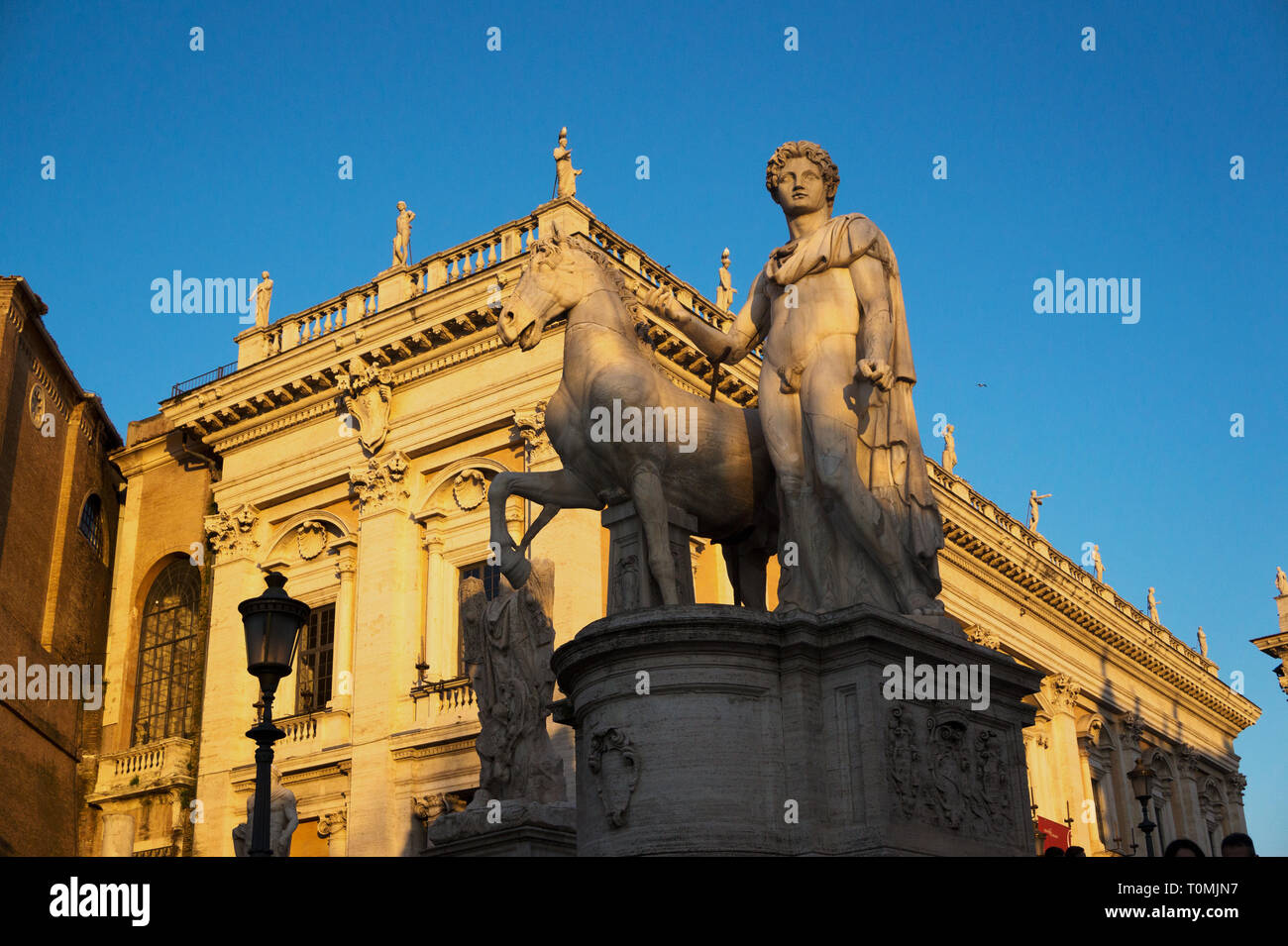 Dioscuri statue of Castor on Cordonata Capitolina Rome Italy Stock Photo
