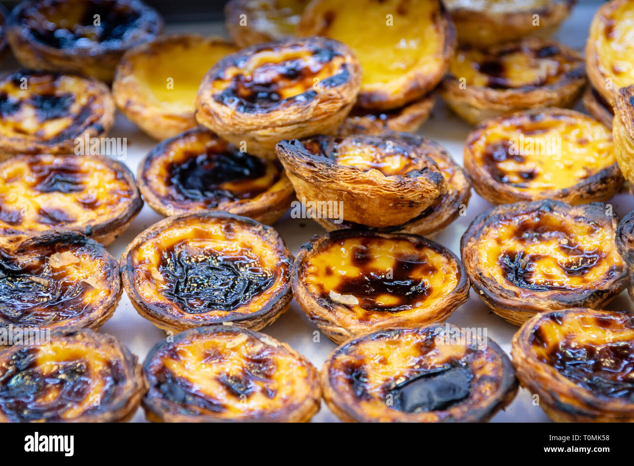 Pastéis de nata, the famous Portuguese custard tarts Stock Photo