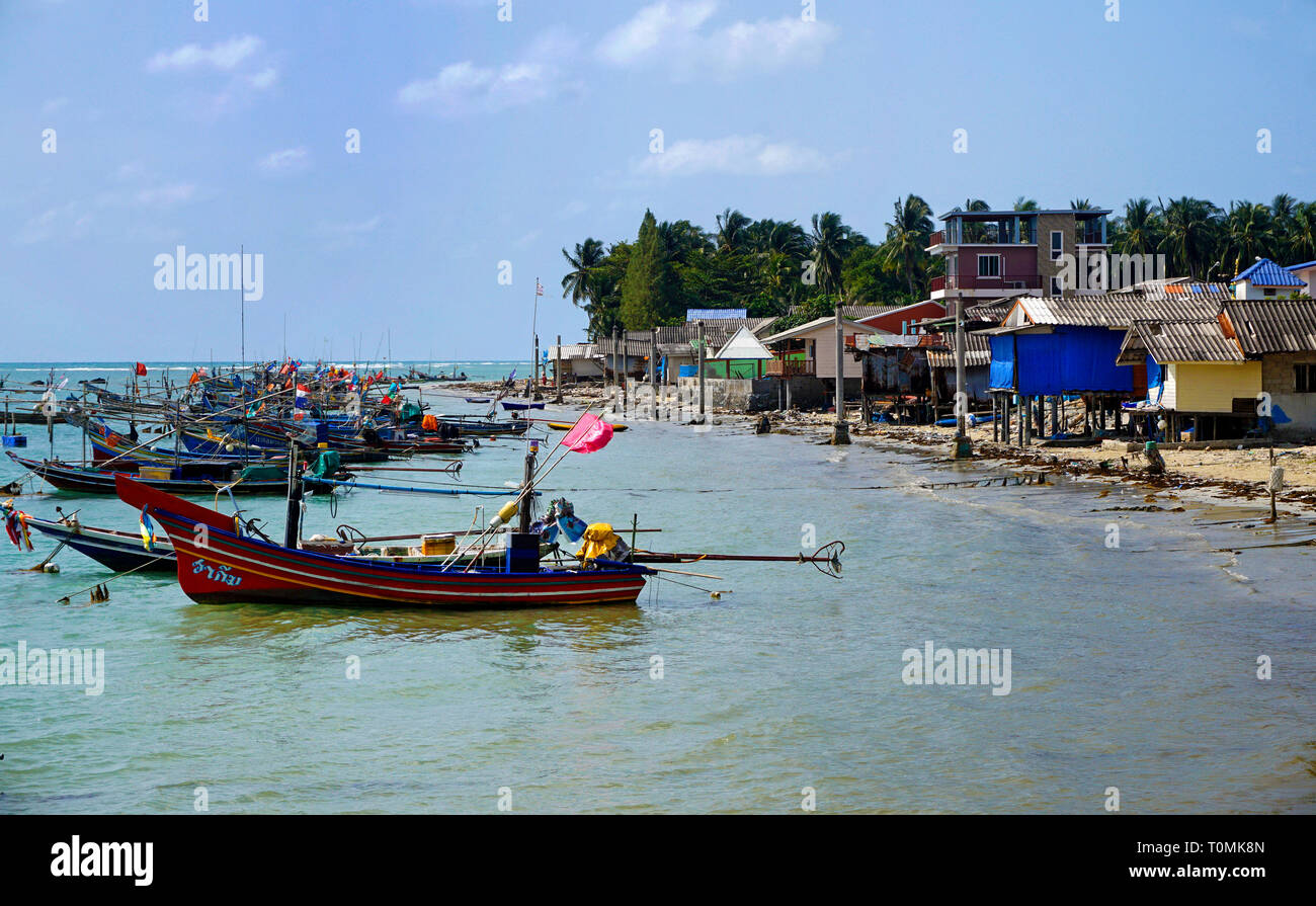 Fishing boats at  fishing village Hua Thanon, Koh Samui, Gulf of Thailand, Thailand Stock Photo