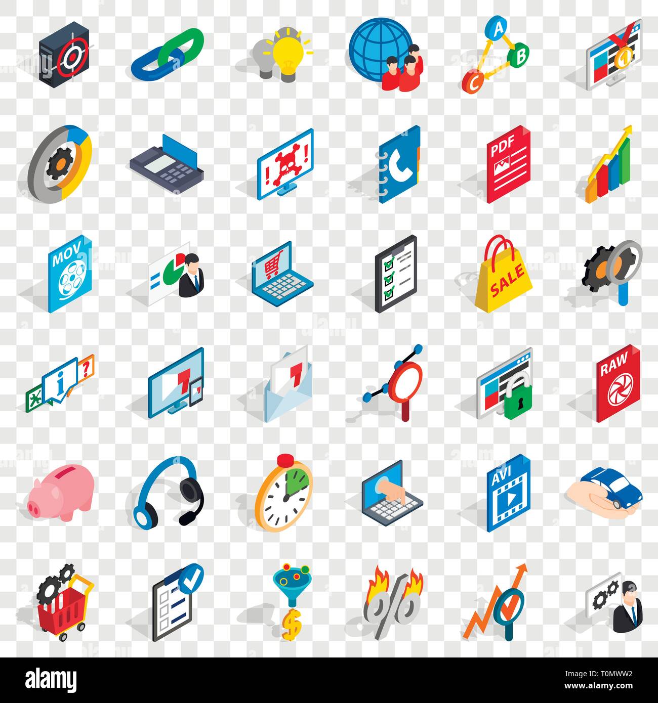 Shield cloud icons set, isometric style Stock Vector