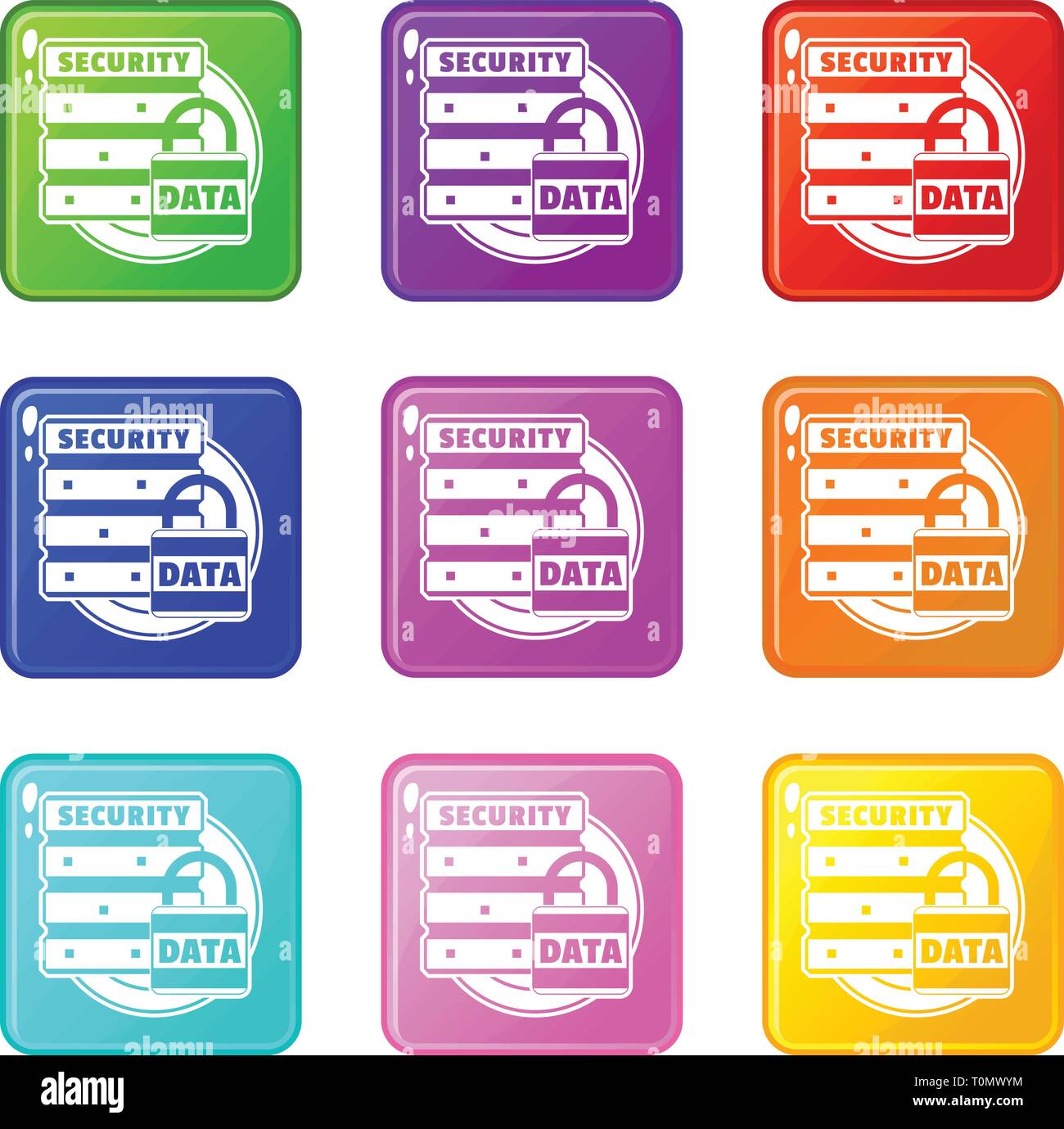 Lock data security icons set 9 color collection Stock Vector Image ...