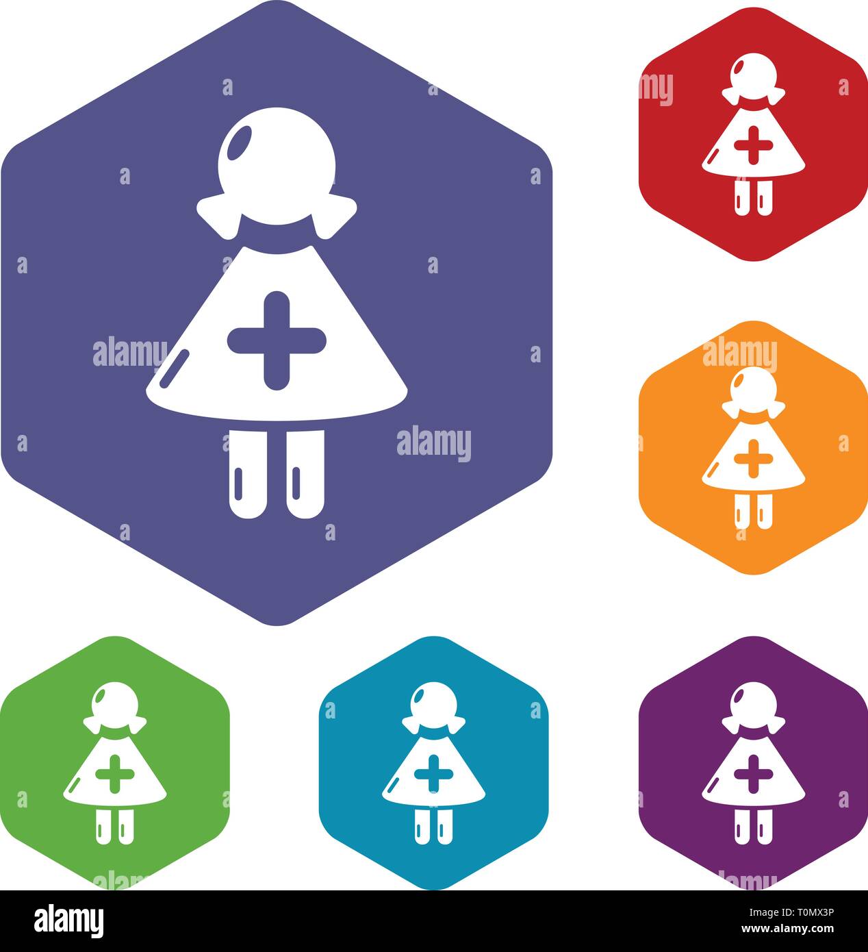 Nurse icons vector hexahedron Stock Vector