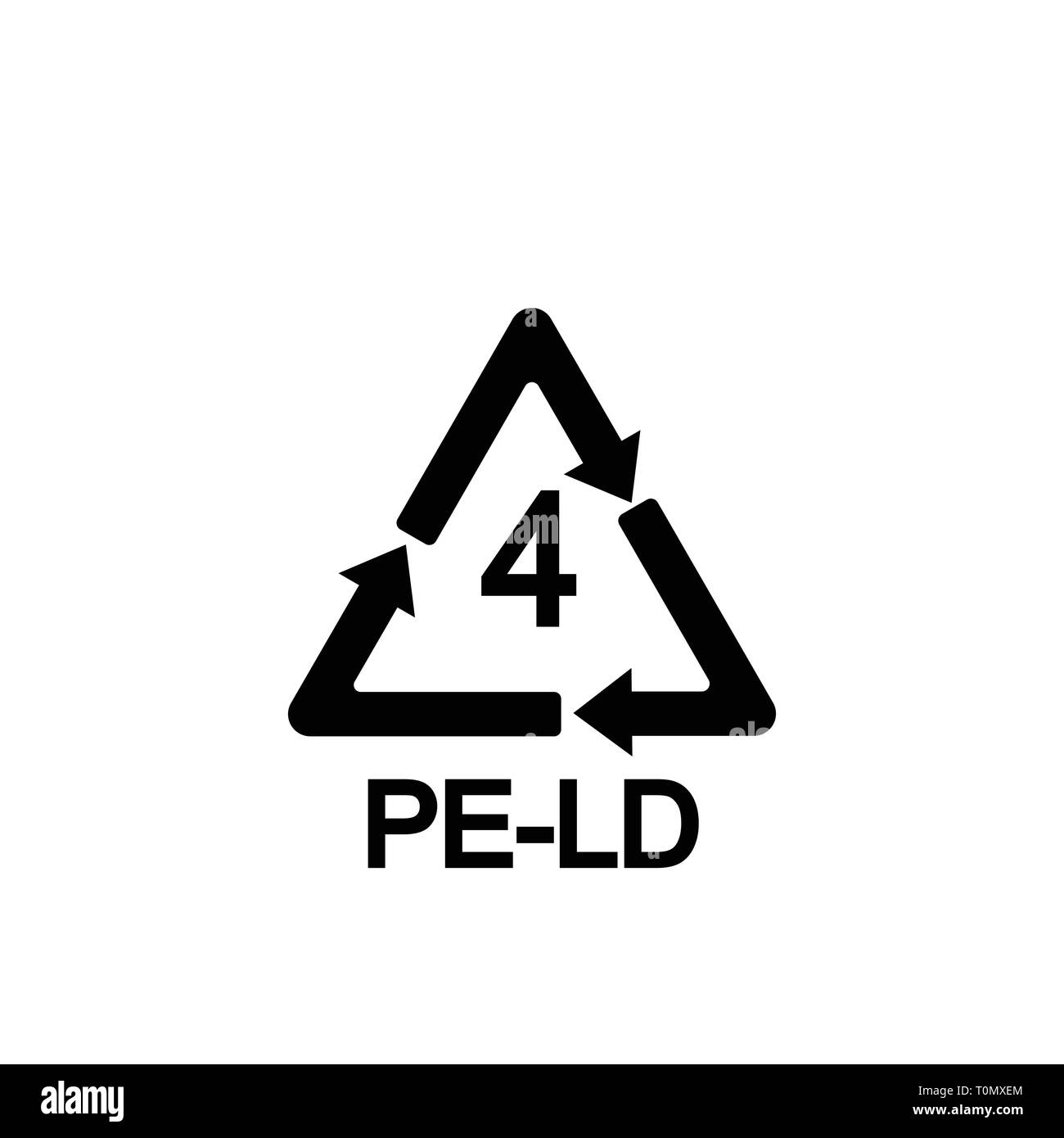 Plastic recycling symbol LDPE 4, Resin identification code Low-density polyethylene, Stock Vector
