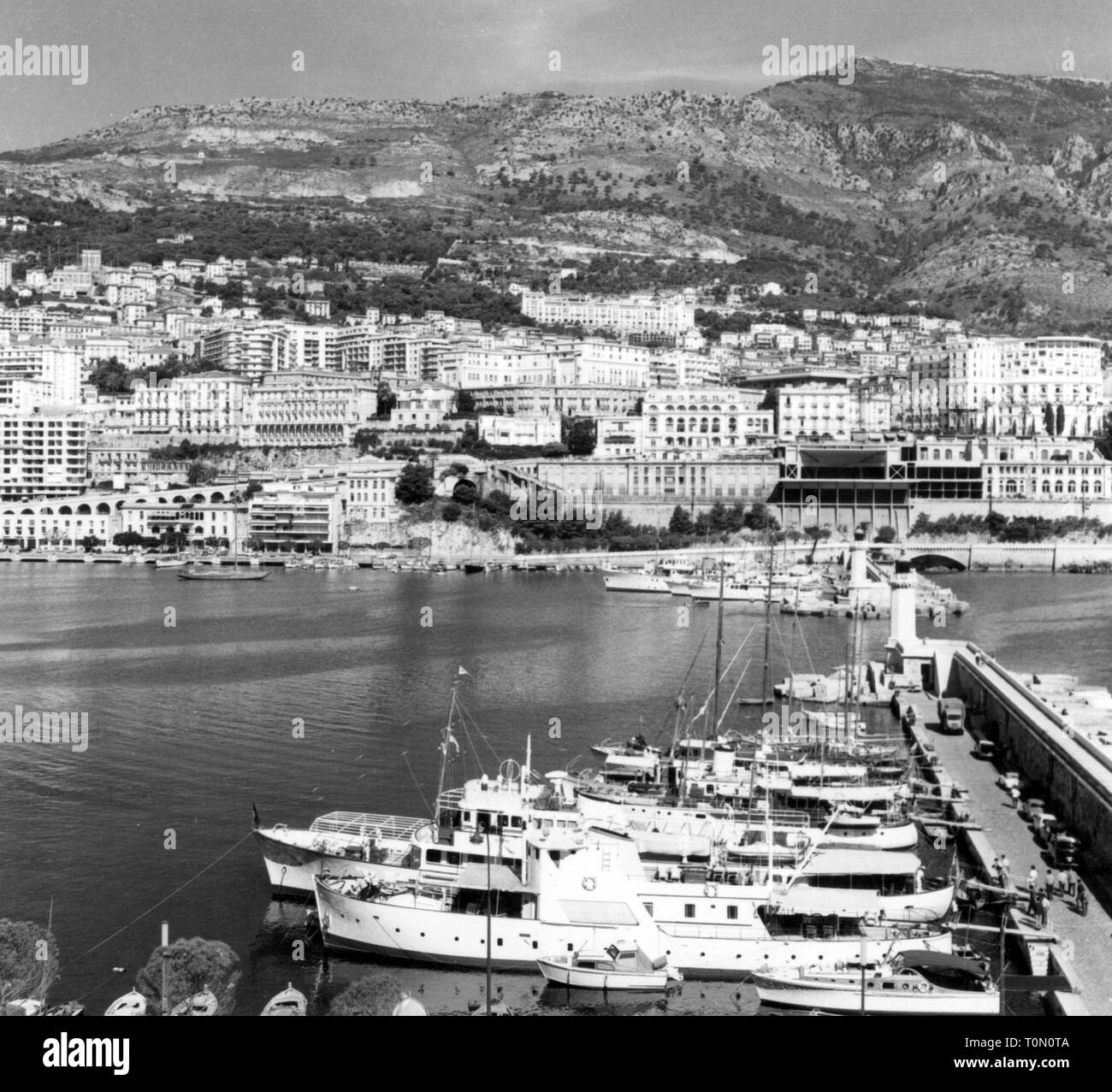 geography / travel, Monaco, view, Port Hercule and Monte Carlo, 1961 ...