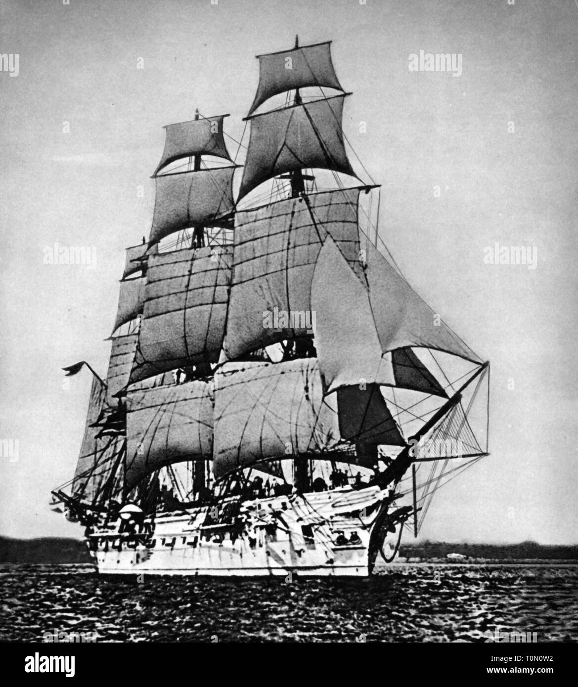 transport / transportation, navigation, warships, German corvette SMS Gneisenau, circa 1885, Additional-Rights-Clearance-Info-Not-Available Stock Photo