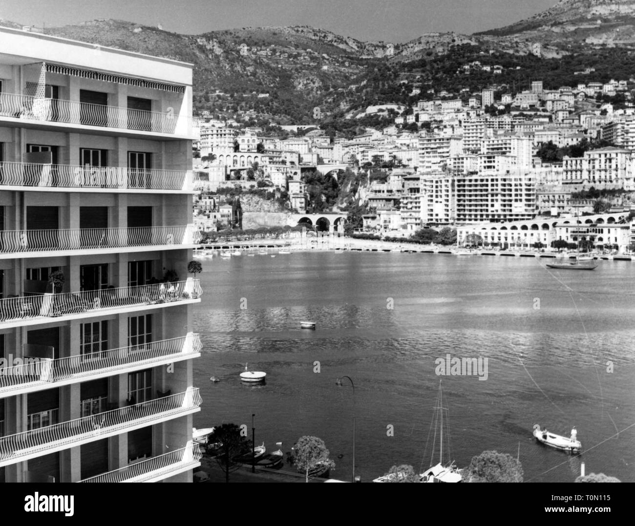 geography / travel, Monaco, building, new hotel at harbour Port Hercule, exterior view, 1960, Additional-Rights-Clearance-Info-Not-Available Stock Photo