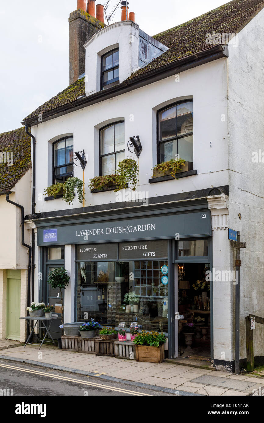 Lavender House Garden, flowers and gifts store on Tarrant Street, West Sussex, UK. Stock Photo