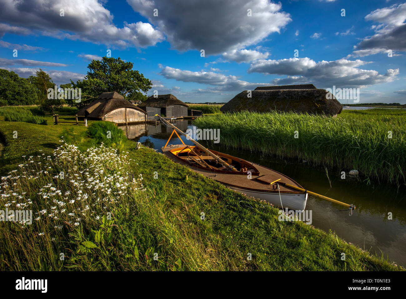 Hickling Broad; Boat Houses; Norfolk; UK Stock Photo Alamy
