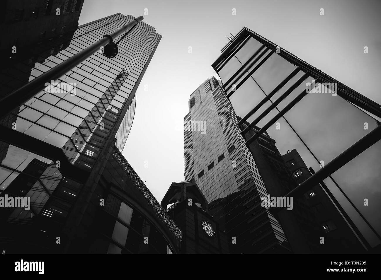 Modern Office Buildings in Hong Kong, Black and White color Stock Photo ...