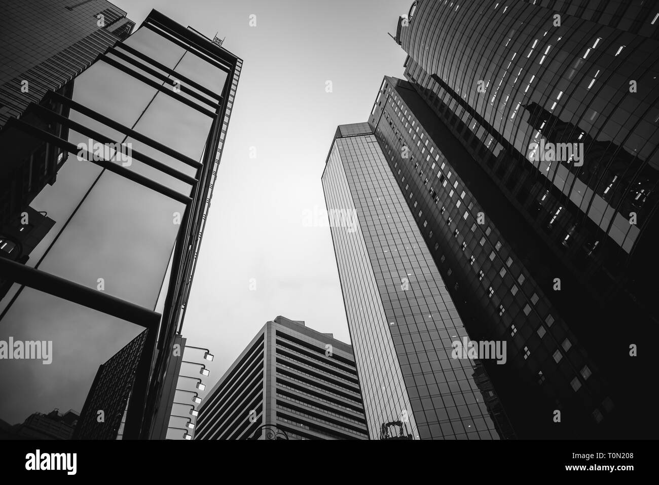 Modern Office Buildings in Hong Kong, Black and White color Stock Photo ...