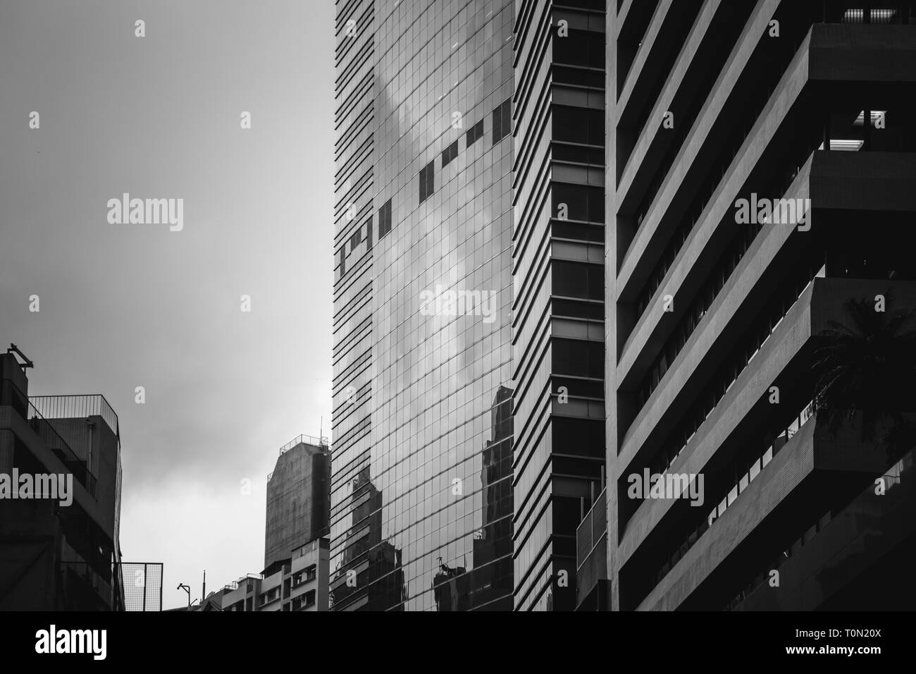 Modern Office Buildings in Hong Kong, Black and White color Stock Photo ...