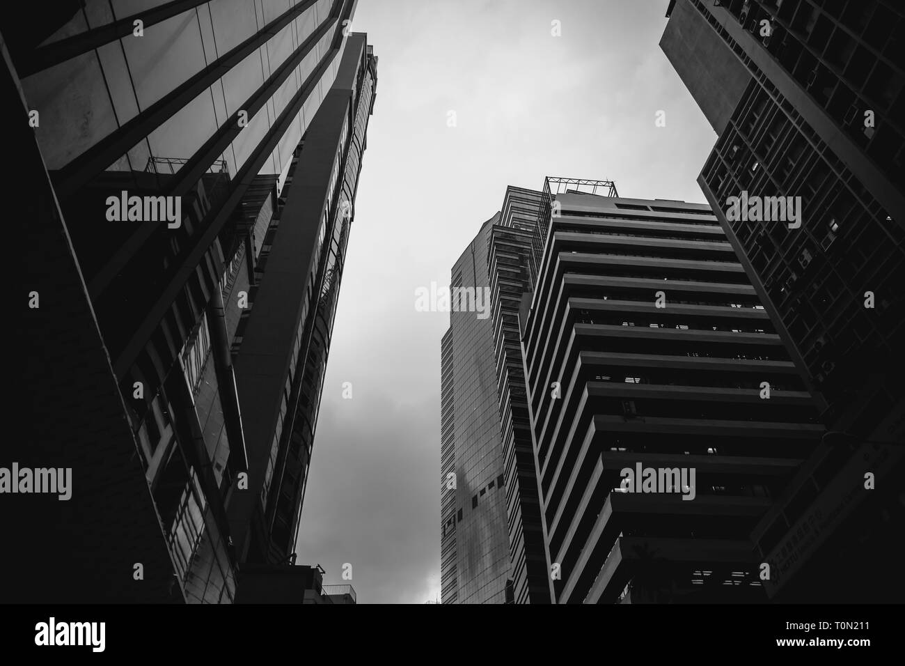 Modern Office Buildings in Hong Kong, Black and White color Stock Photo ...