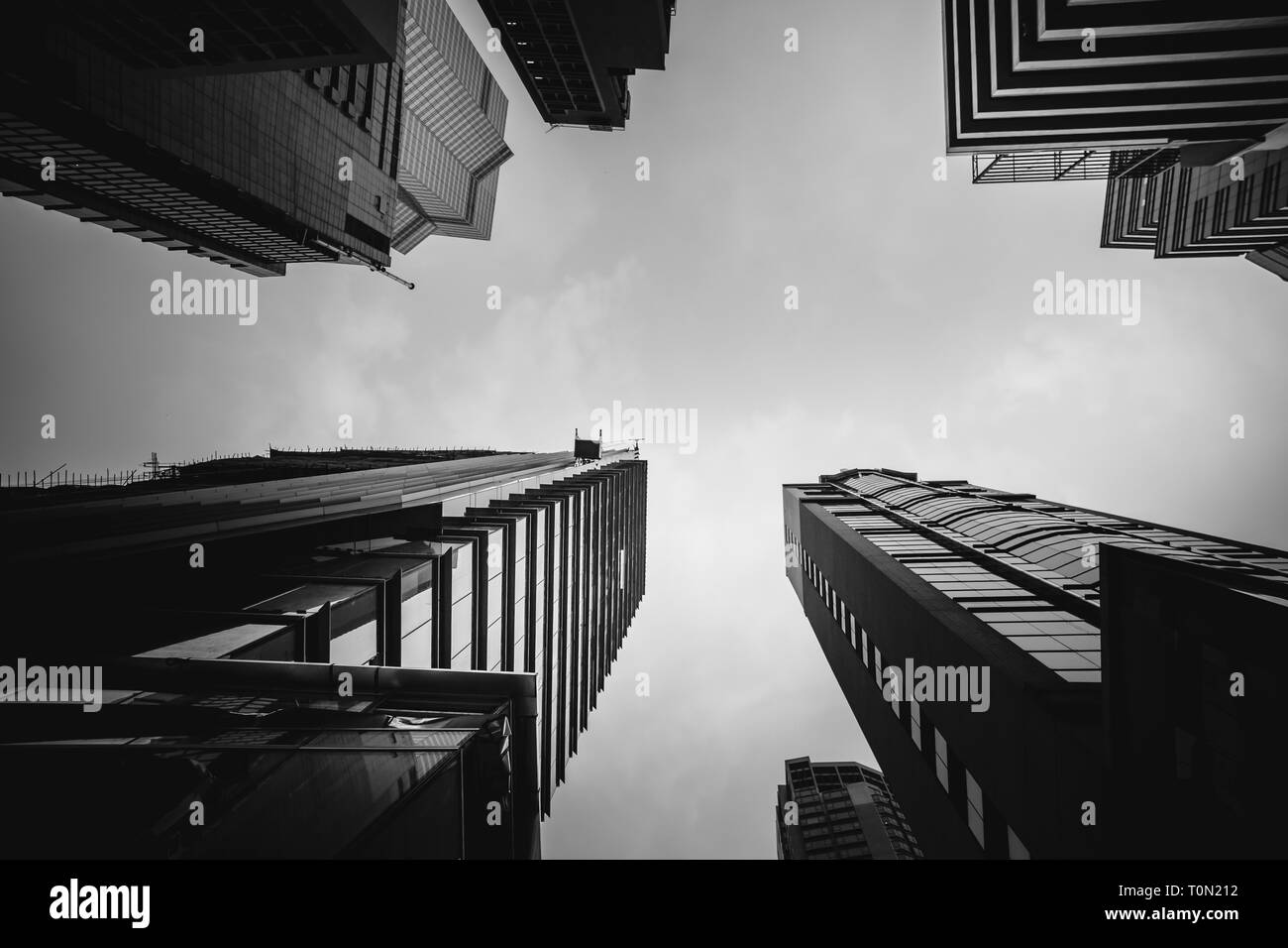 Modern Office Buildings in Hong Kong, Black and White color Stock Photo ...
