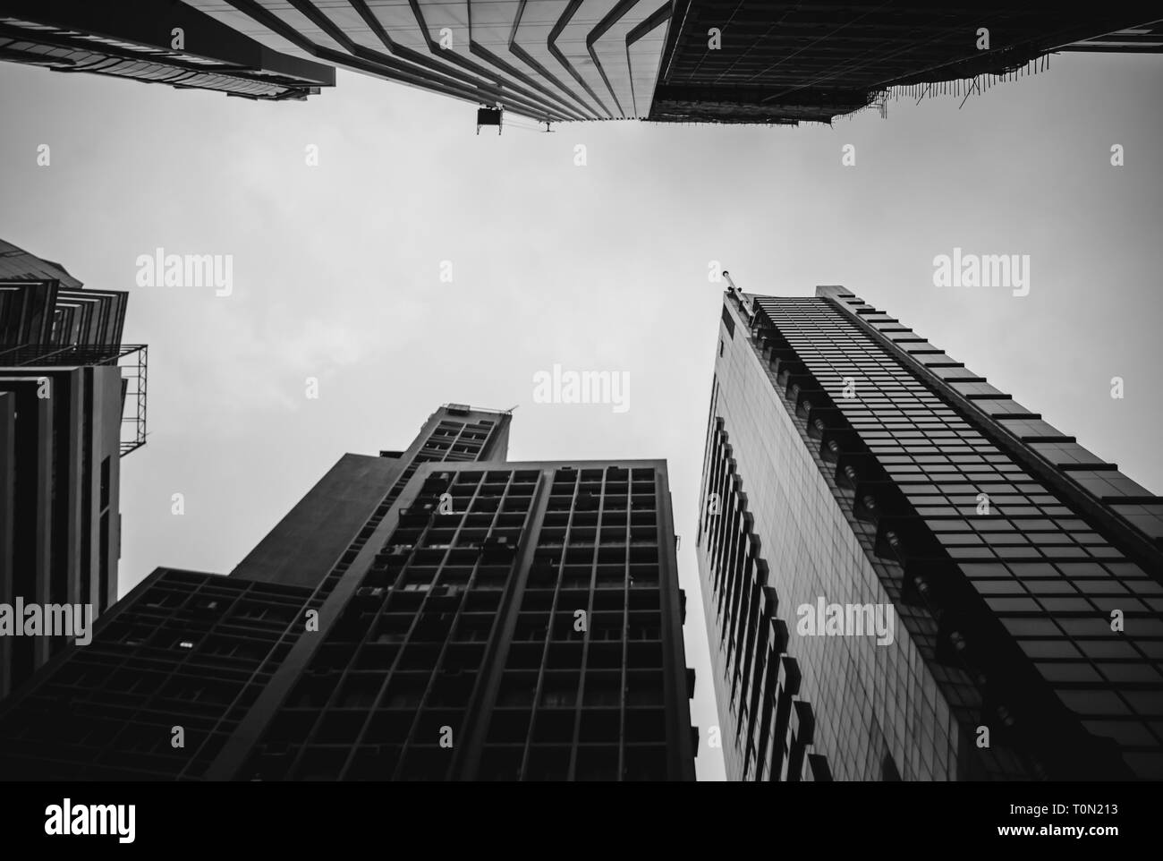 Modern Office Buildings in Hong Kong, Black and White color Stock Photo ...