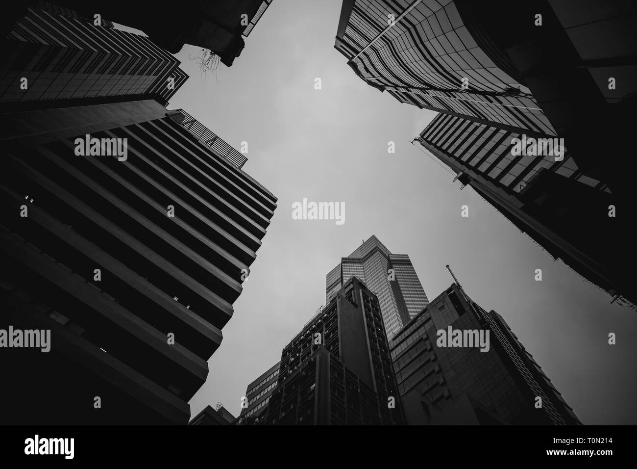 Modern Office Buildings in Hong Kong, Black and White color Stock Photo ...