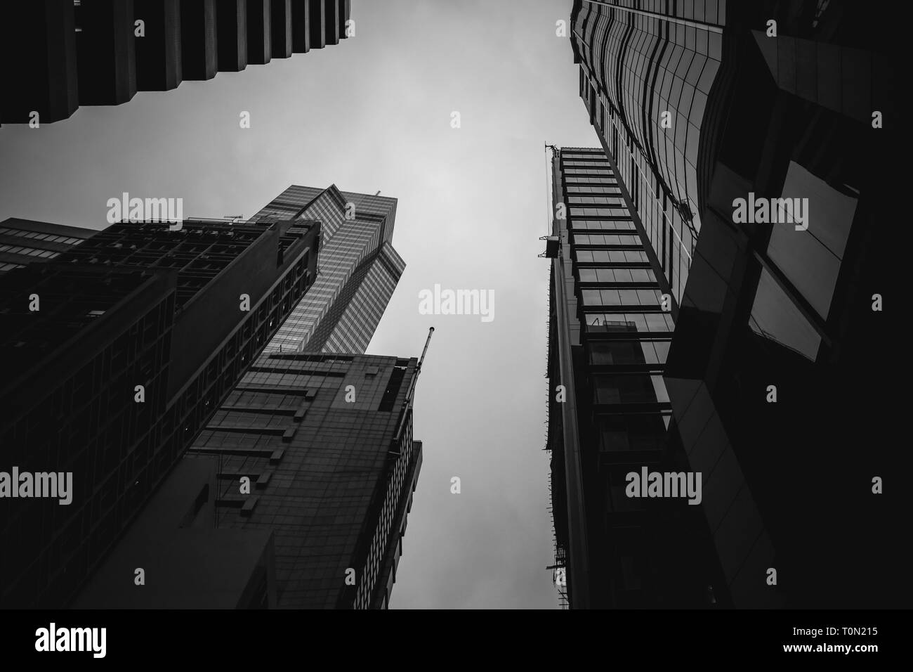 Modern Office Buildings in Hong Kong, Black and White color Stock Photo ...