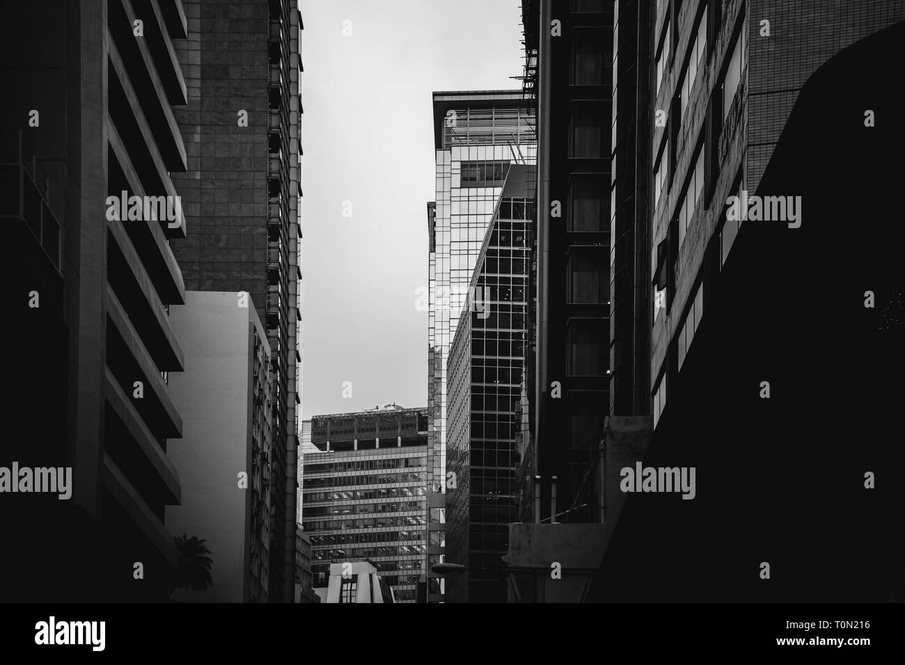 Modern Office Buildings in Hong Kong, Black and White color Stock Photo ...