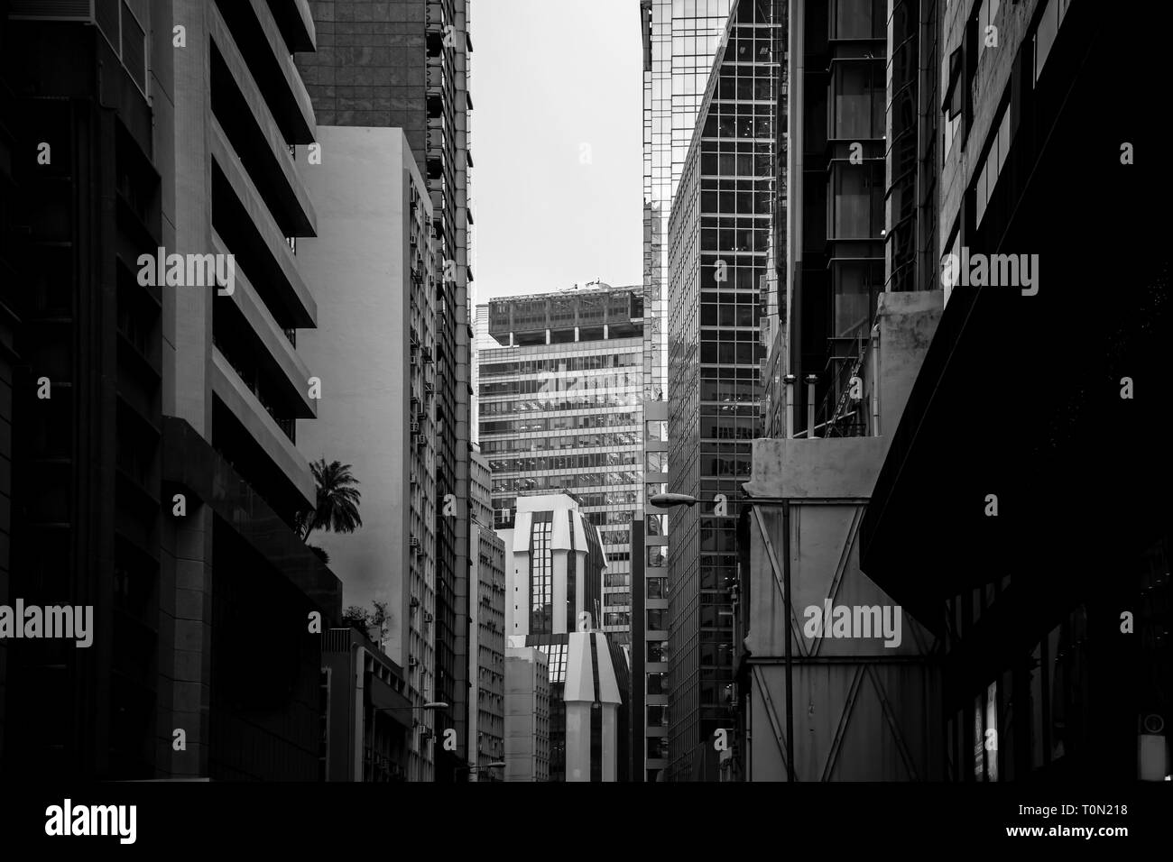 Modern Office Buildings in Hong Kong, Black and White color Stock Photo ...