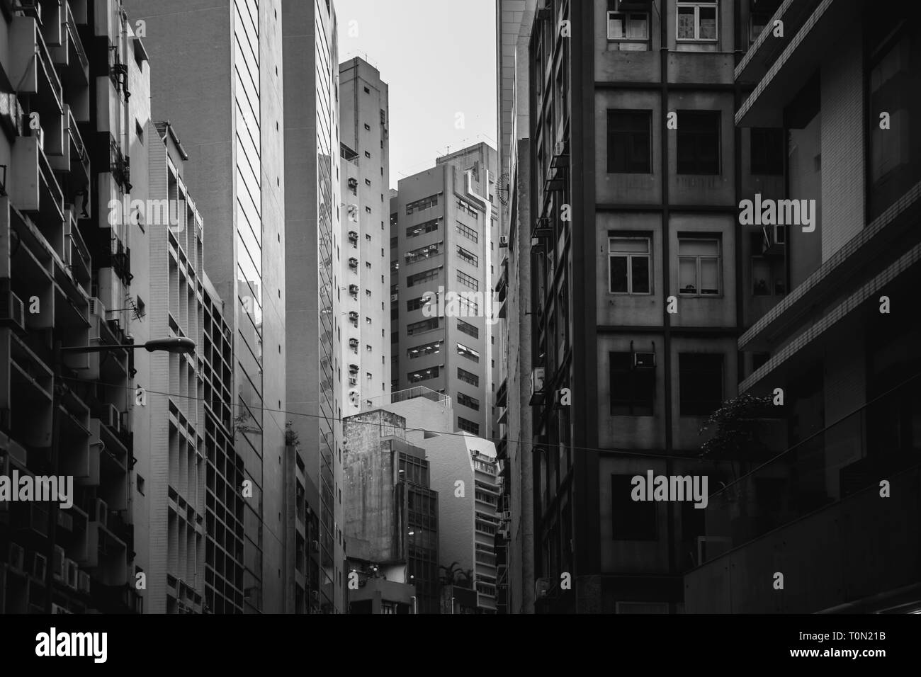 Modern Office Buildings in Hong Kong, Black and White color Stock Photo ...