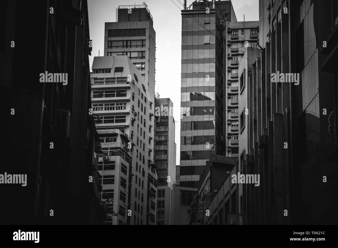 Modern Office Buildings in Hong Kong, Black and White color Stock Photo ...