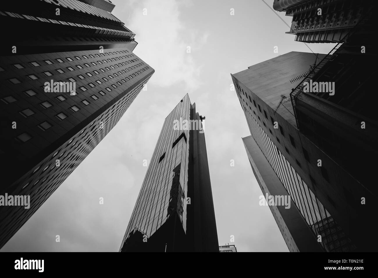 Modern Office Buildings in Hong Kong, Black and White color Stock Photo ...