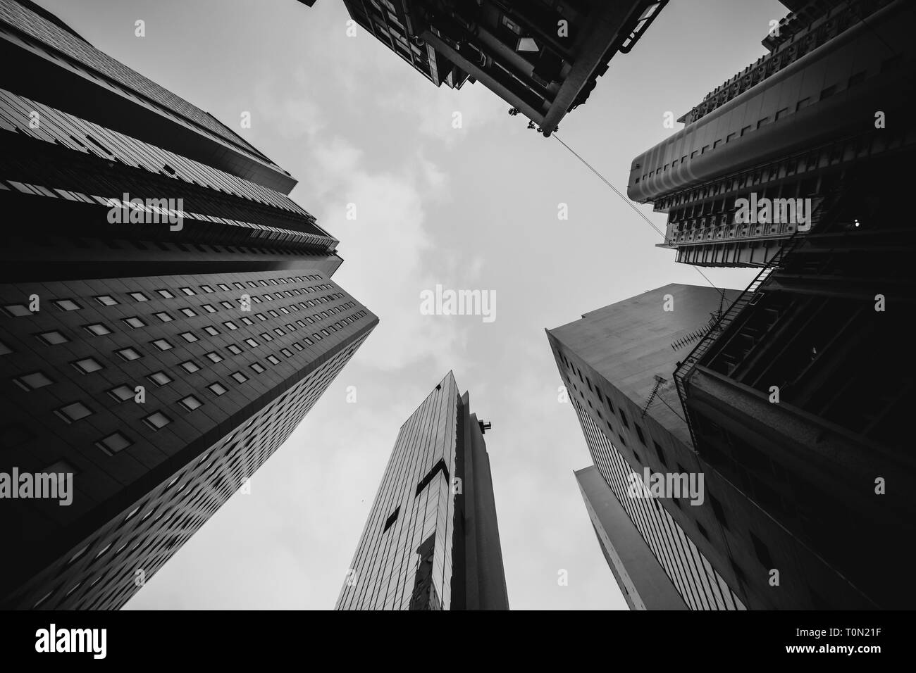 Modern Office Buildings in Hong Kong, Black and White color Stock Photo ...