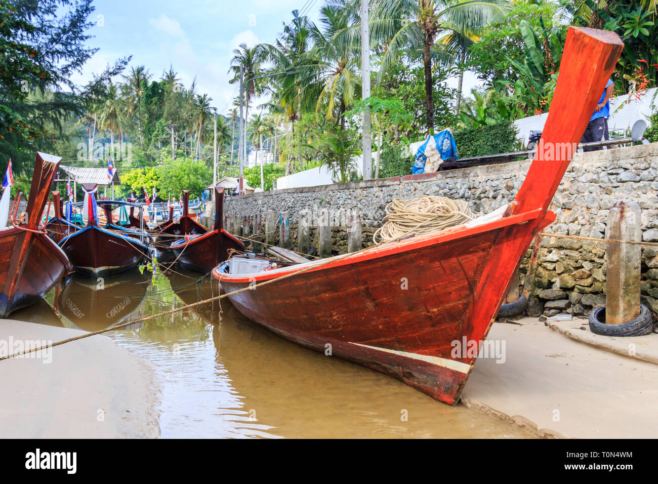 Long tail boat, Bang Tao beach, Phuket, Thailand Stock Photo