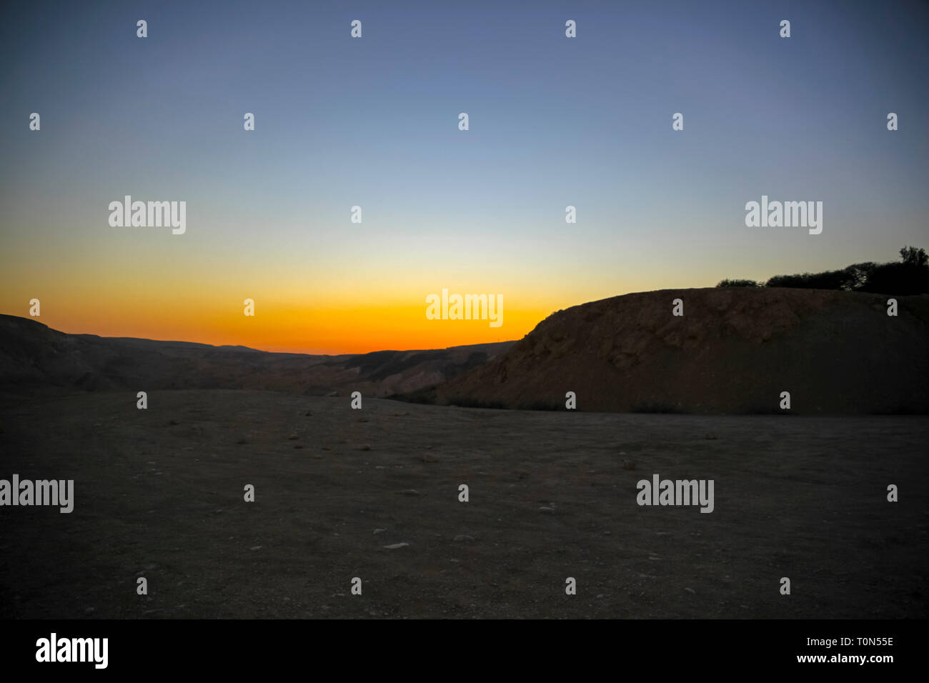 Desert sunset Photographed in Israel, Negev desert Stock Photo