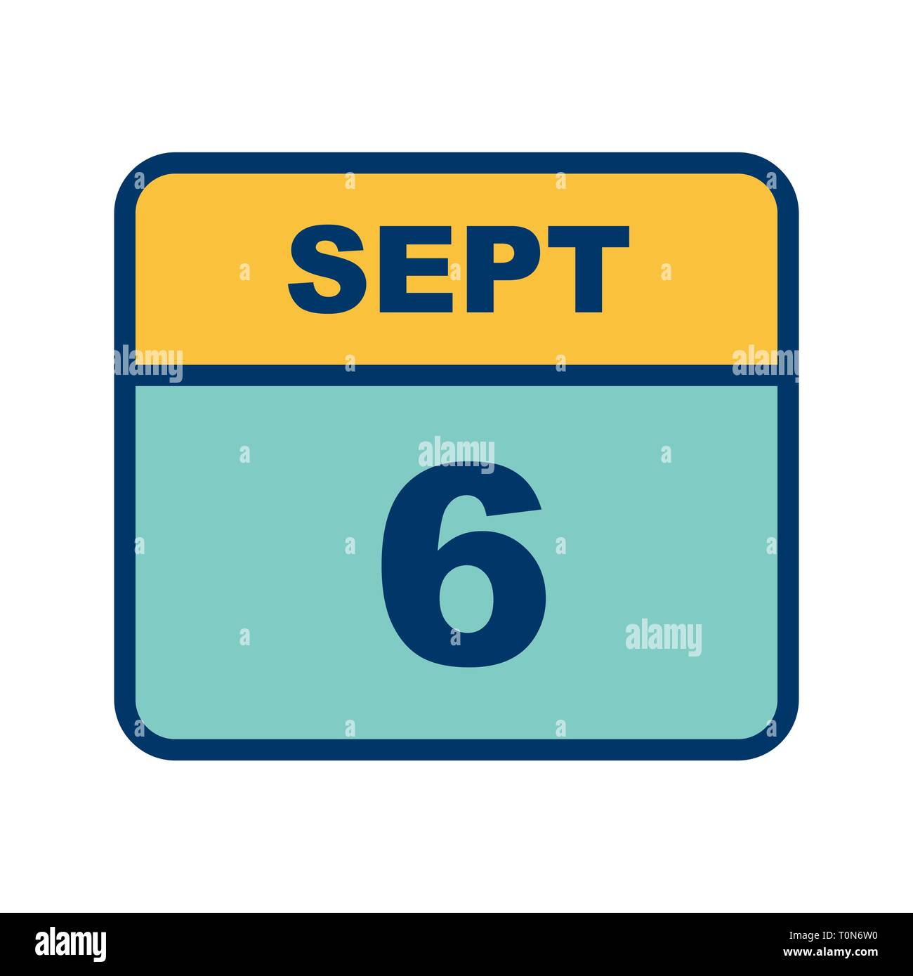 September 6th Date on a Single Day Calendar Stock Photo