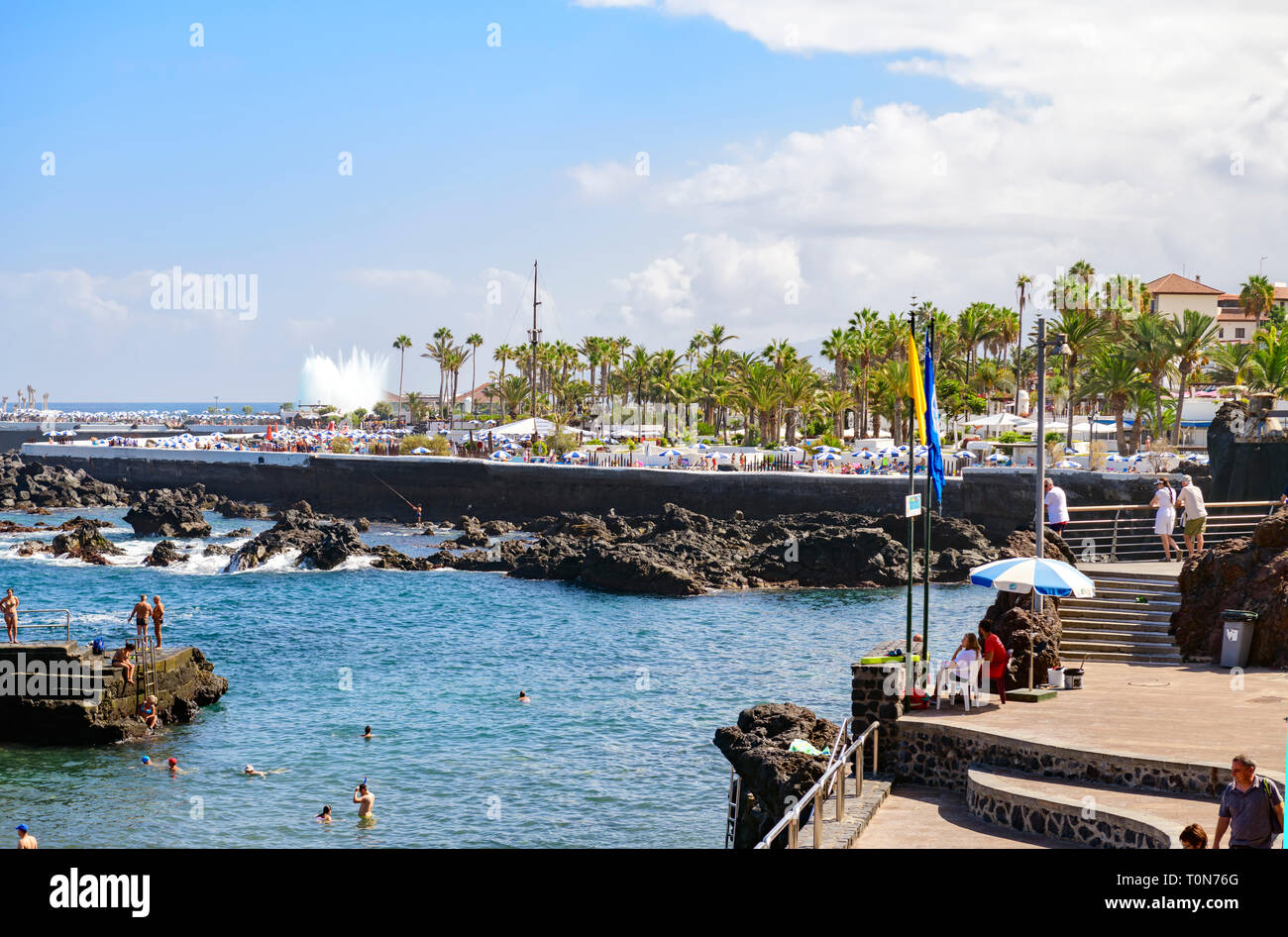 View of the water park, puerto de la cruz, Tenerife Stock Photo