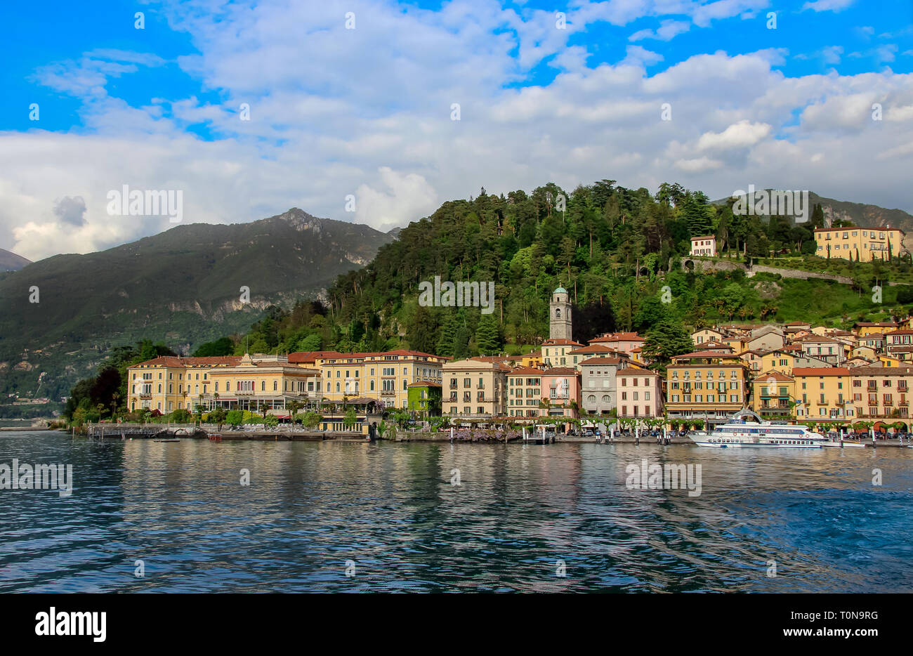 ferry view to bellagio, travel italy lake como Stock Photo