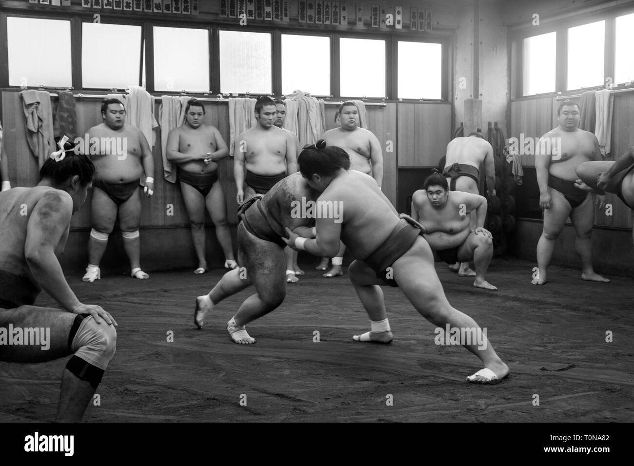 Sumo wrestling training in Tokyo, Japan Stock Photo