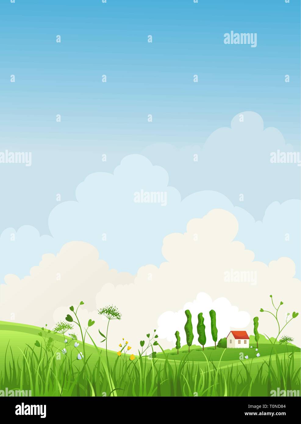 Summer Or Spring Landscape For Design Banner Ticket Leaflet
