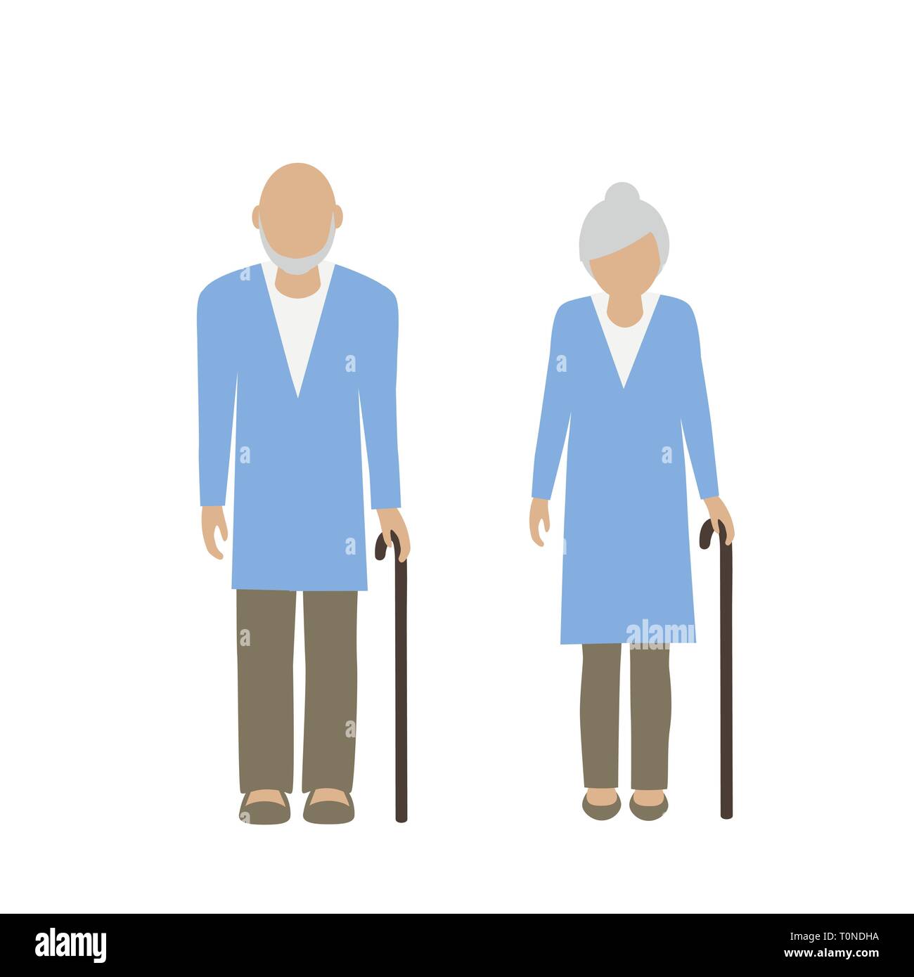 old man and woman character grandpa and grandma isolated on white background vector illustration EPS10 Stock Vector