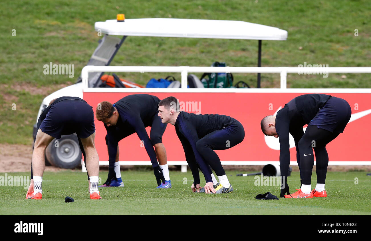 England's Declan Rice (centre) during the training session at St George ...