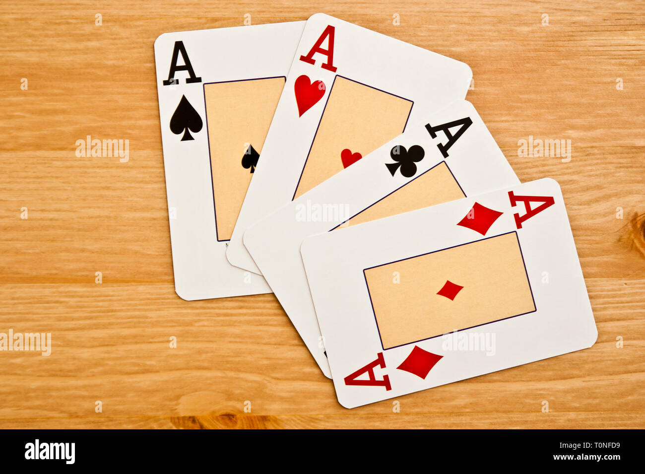 four aces poker playing cards Stock Photo