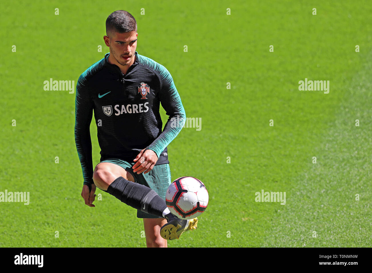 Andre Silva seen in action during the Euro 2020 Qualifying, Group B Group Stage football training and press conference. Stock Photo