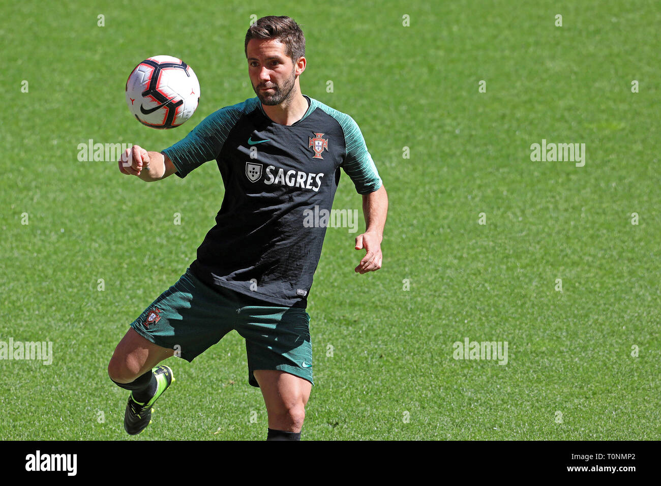 João Moutinho seen in action during the Euro 2020 Qualifying, Group B Group Stage football training and press conference. Stock Photo