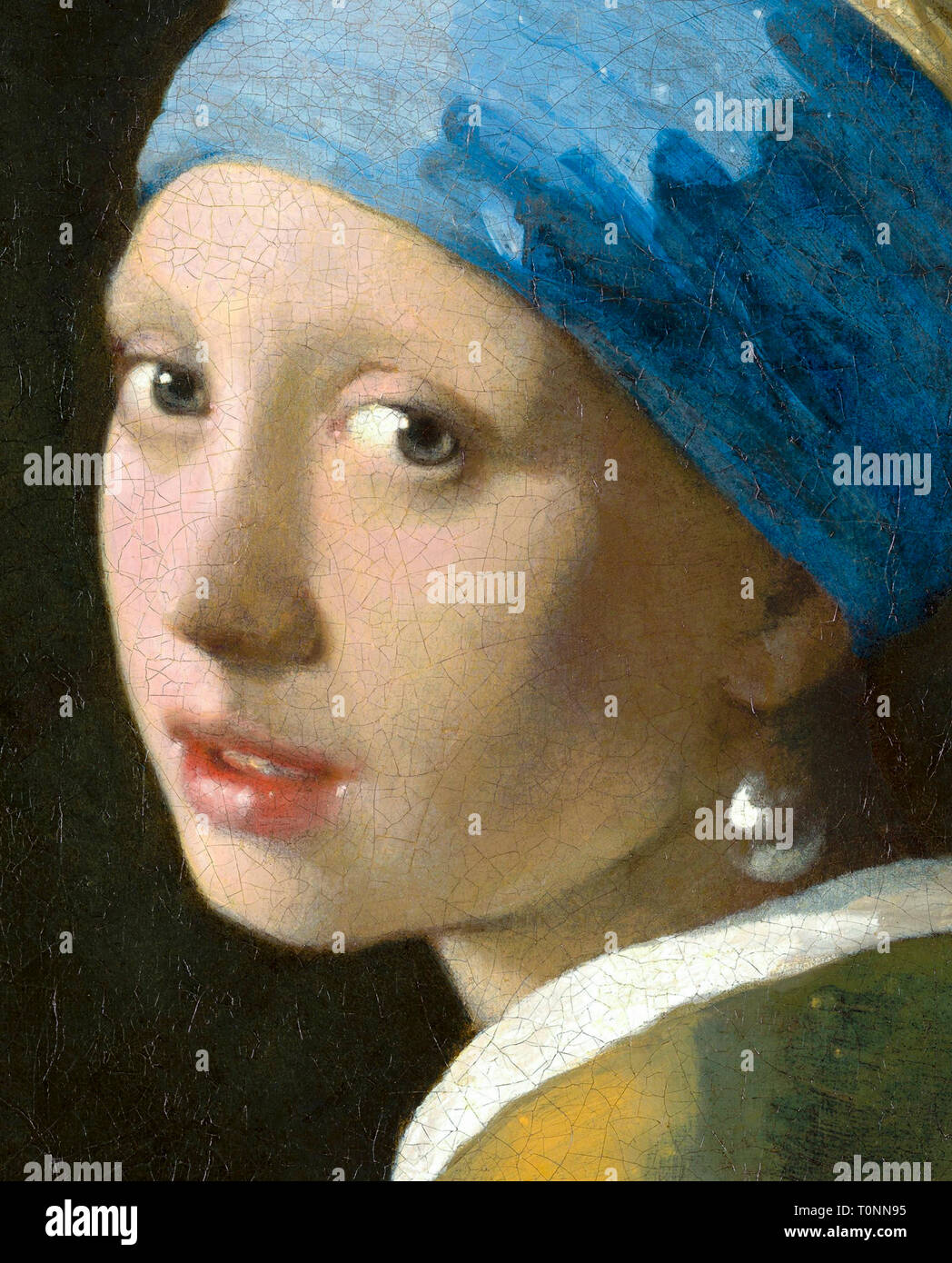 Johannes Vermeer, Girl with a Pearl Earring, detail, c. 1665 Stock Photo