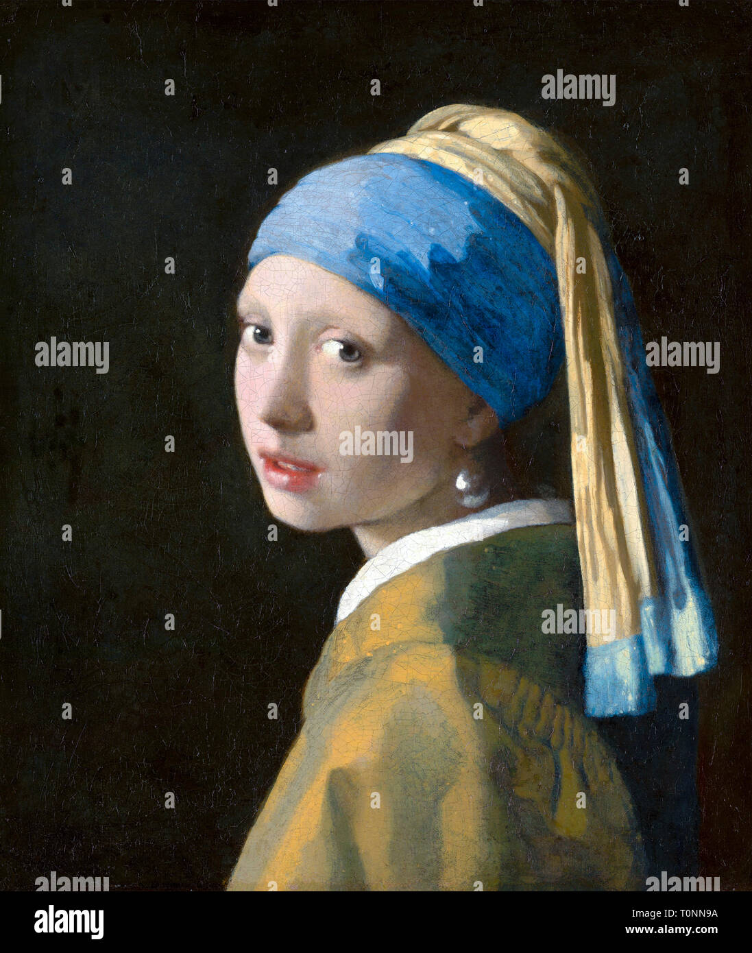 Johannes Vermeer, Girl with a Pearl Earring, portrait, c. 1665 Stock Photo