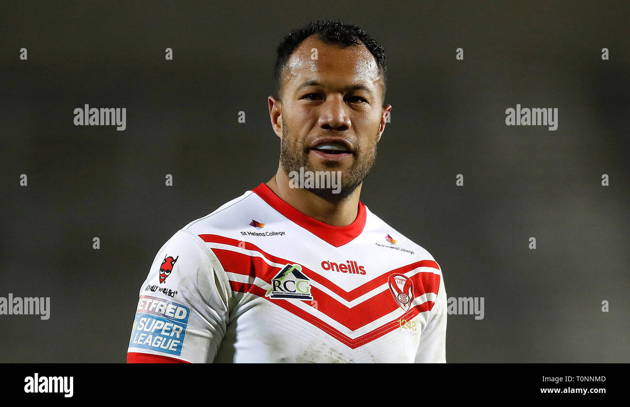 St Helens Saints Joseph Paulo In Action Against London Broncos During The Betfred Super League Match At The Totally Wicked Stadium St Helens Stock Photo Alamy