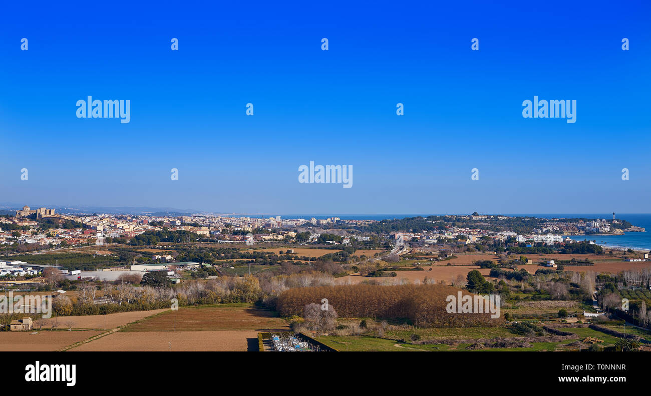 Altafulla aerial Skyline in Tarragona of Catalonia Stock Photo