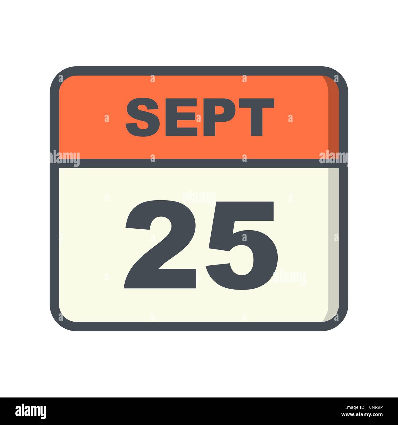 September 25 Calendar Icon Vector Flat Illustration High Resolution