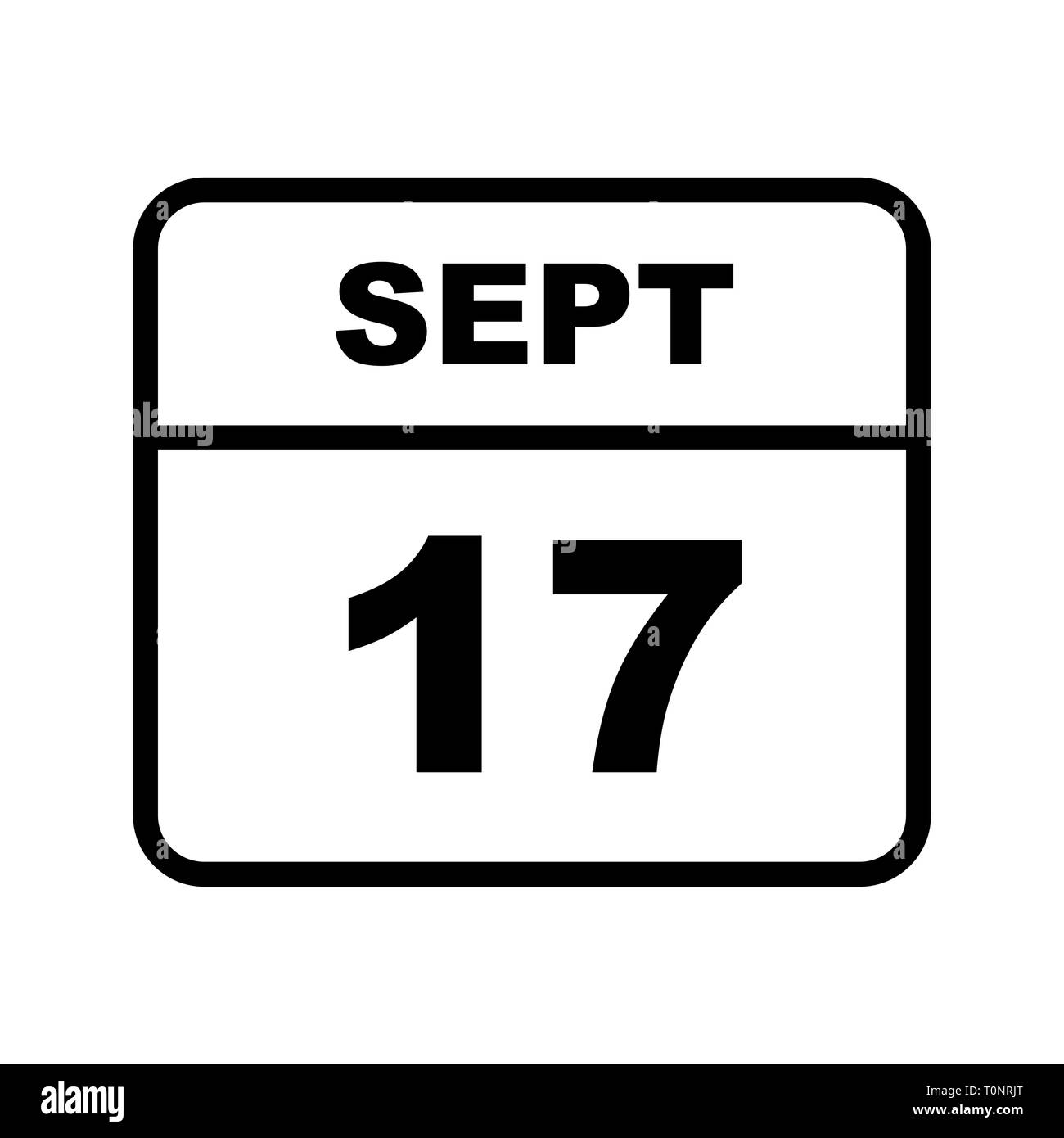 September 17th Date on a Single Day Calendar Stock Photo Alamy