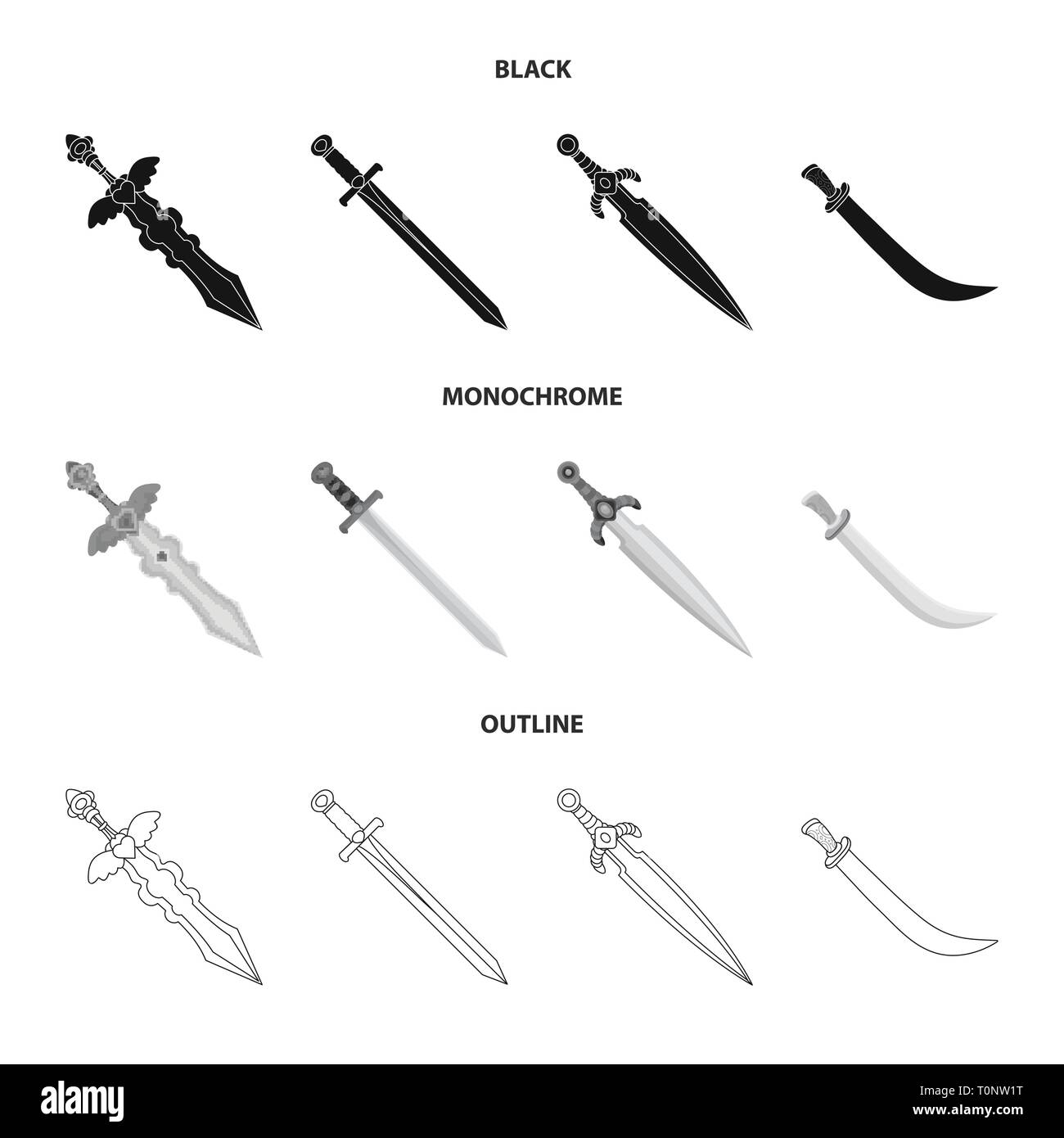 handle,longsword,Spanish,scimitar,decoration,templar,conqueror,wings,battle,ruby,ancient,steel,old,gold,warrior,silver,military,ornament,soldier,stone,power,knight,murder,game,armor,sharp,blade,sword,dagger,knife,weapon,saber,medieval,set,vector,icon,illustration,isolated,collection,design,element,graphic,sign Vector Vectors , Stock Vector
